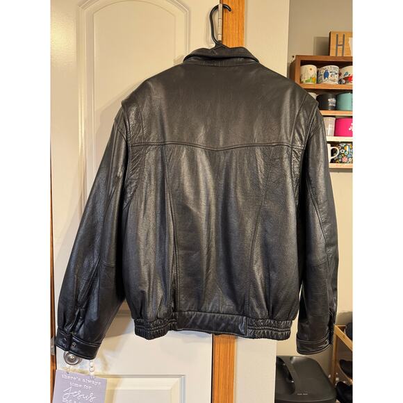 Vintage Wilsons Black 100% Leather Jacket w/ Thinsulate Lining Vest Men's XL - Picture 2 of 5